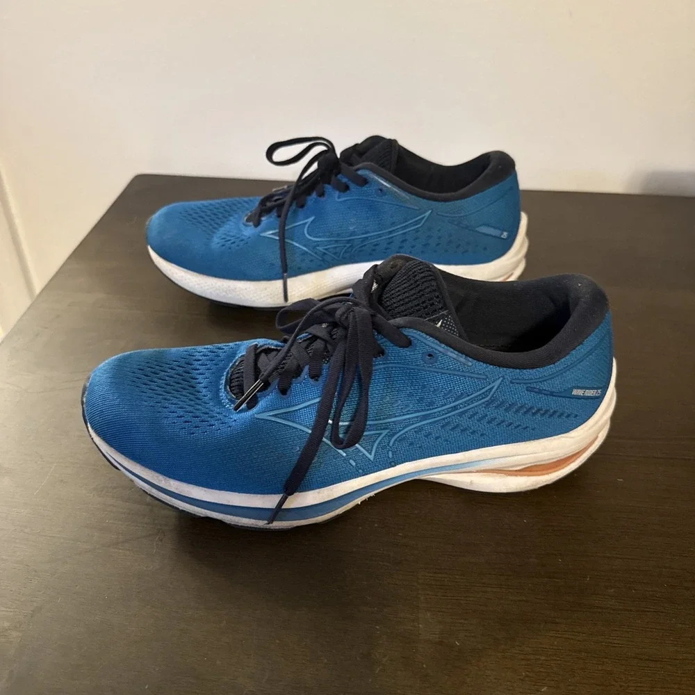 Mizuno Wave Rider 25 Womens Size 9.5 Blue White‎ Athletic Running Shoes Sneakers